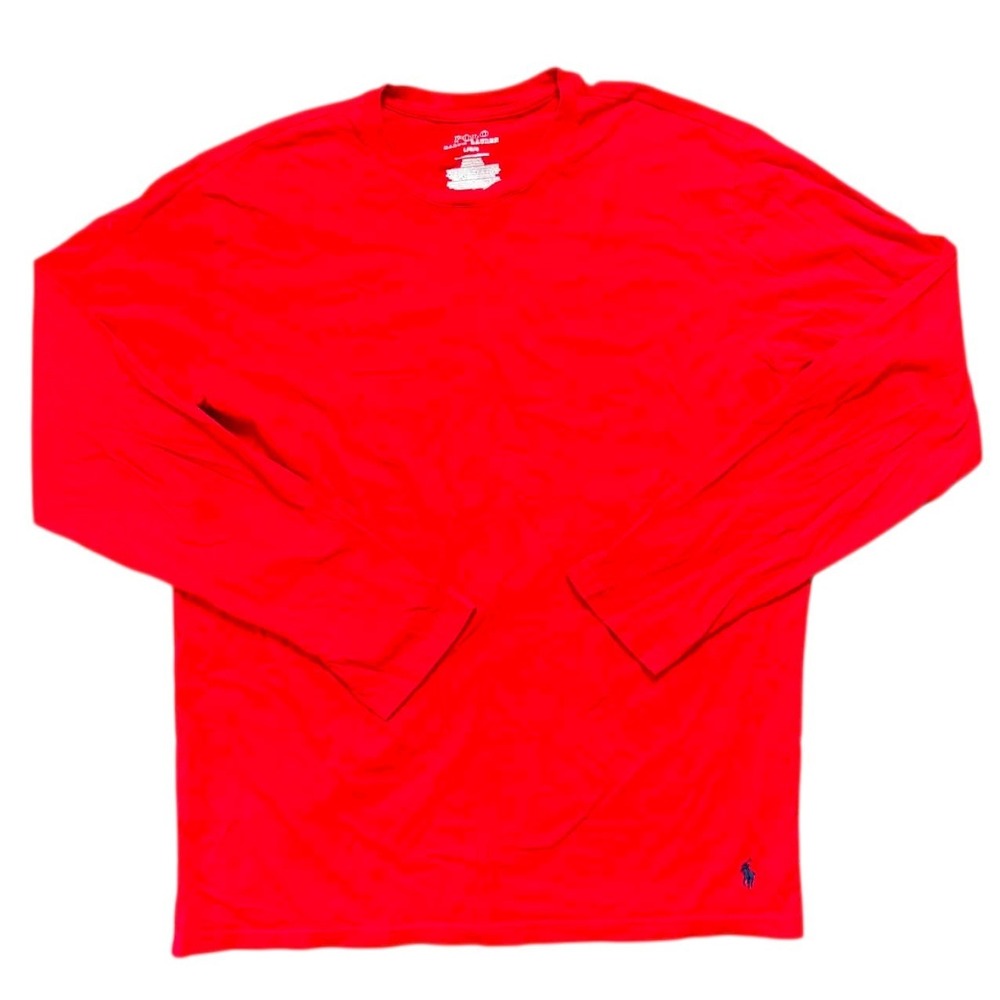 Polo Ralph Lauren Mens Large Red Long Sleeve Crew Neck Cotton T-Shirt Pony Logo